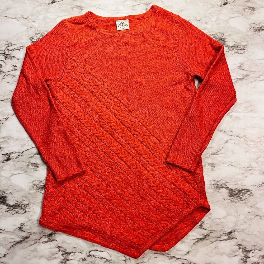 St. John's Bay Long Sleeve Cable Knit Sweater Orange Women M Cottage Coastal